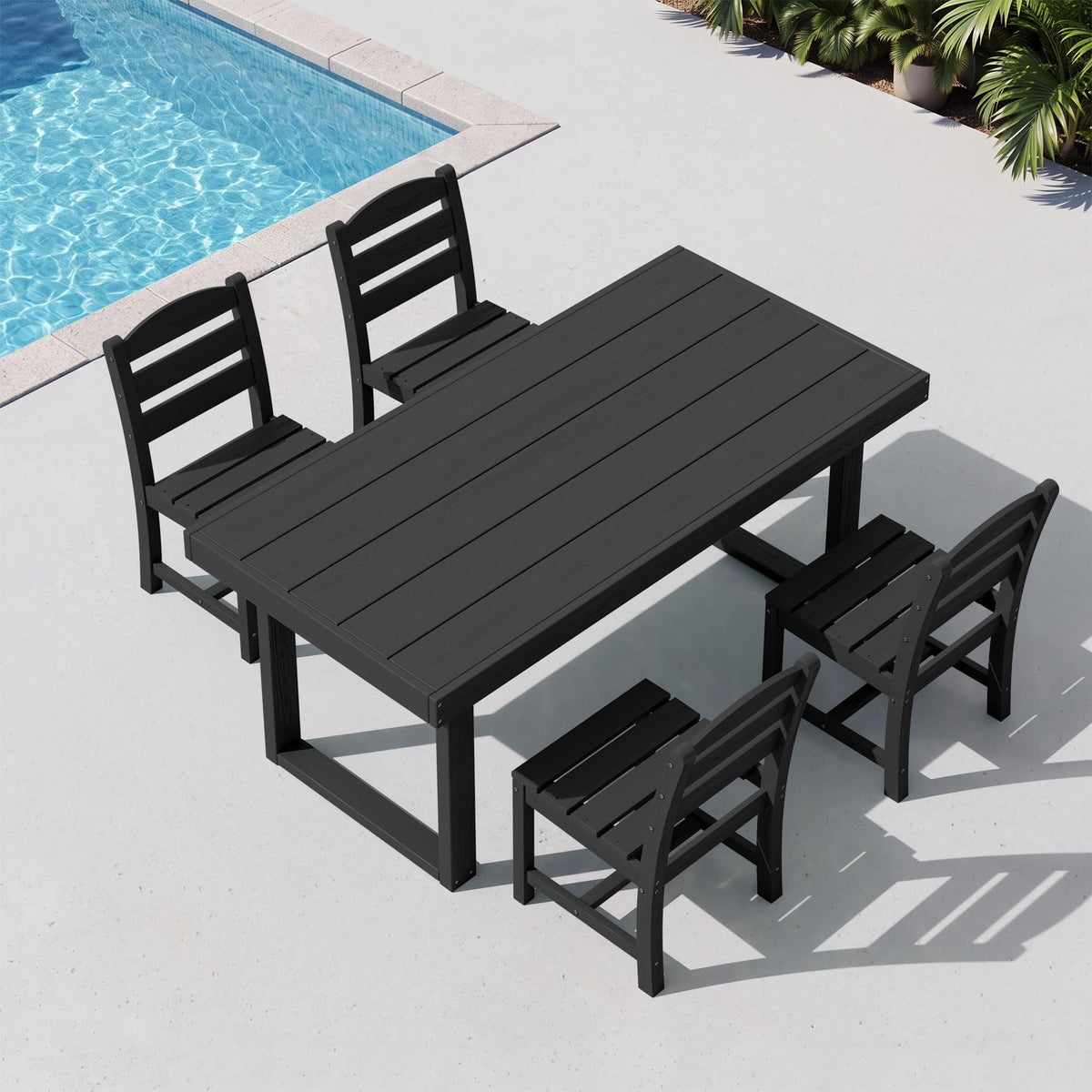 SERWALL HDPE Outdoor Dining Set for 4, 67'' Patio Table and Chairs Set