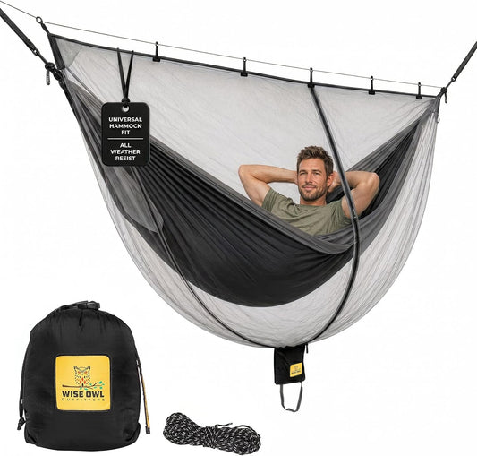 Wise Owl Outfitters Hammock Bug Net – Mosquito Net for Hammock, Lightweight Bug Netting for Camping, Hiking, Backpacking, Forest & Outdoor Use