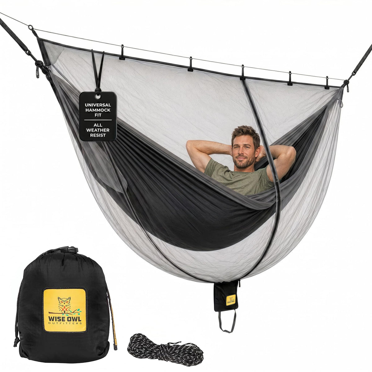 Wise Owl Outfitters Hammock Bug Net – Mosquito Net for Hammock, Lightweight Bug Netting for Camping, Hiking, Backpacking, Forest & Outdoor Use