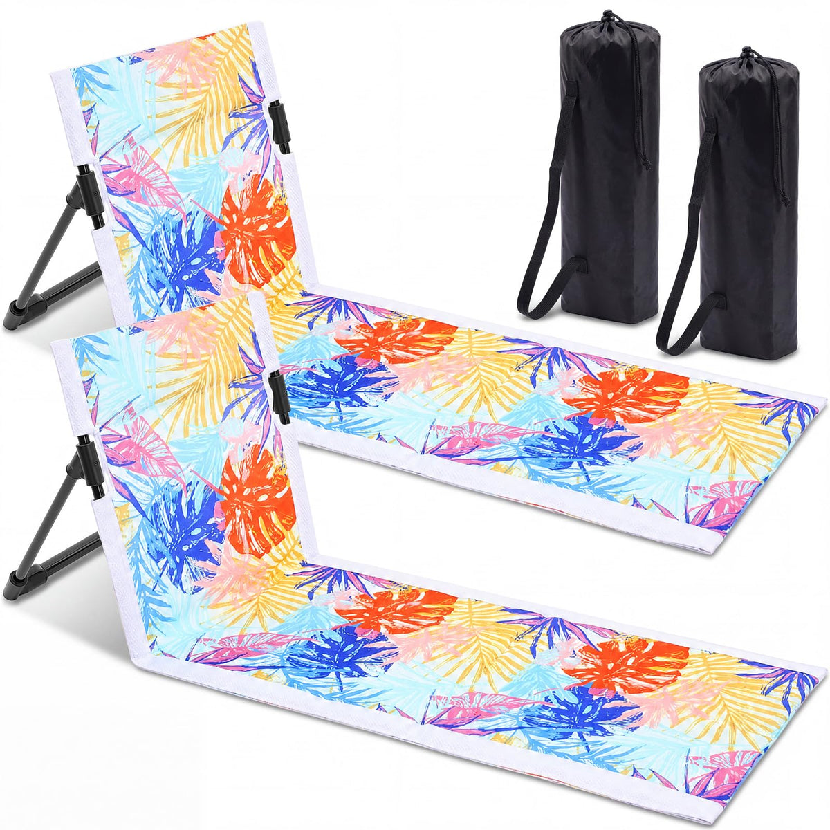 2 Pcs Foldable Beach Pool Chairs Portable Folding Adjustable Sun Chairs Poolside Seat for Edge of Pool for Beach Camping Picnic Lawn, 16 x 31 x 15.3 Inches, Sky Blue
