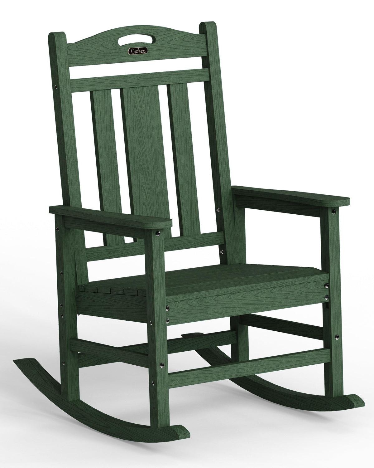 Ciokea Oversized Outdoor Rocking Chair, 380lbs Heavy-Duty Large Patio Rocker, Weather Resistant & Anti-Fade Porch Chair, High Back Cozy Rocking Chair for Outside, Fire Pit, Deck, Garden, Black