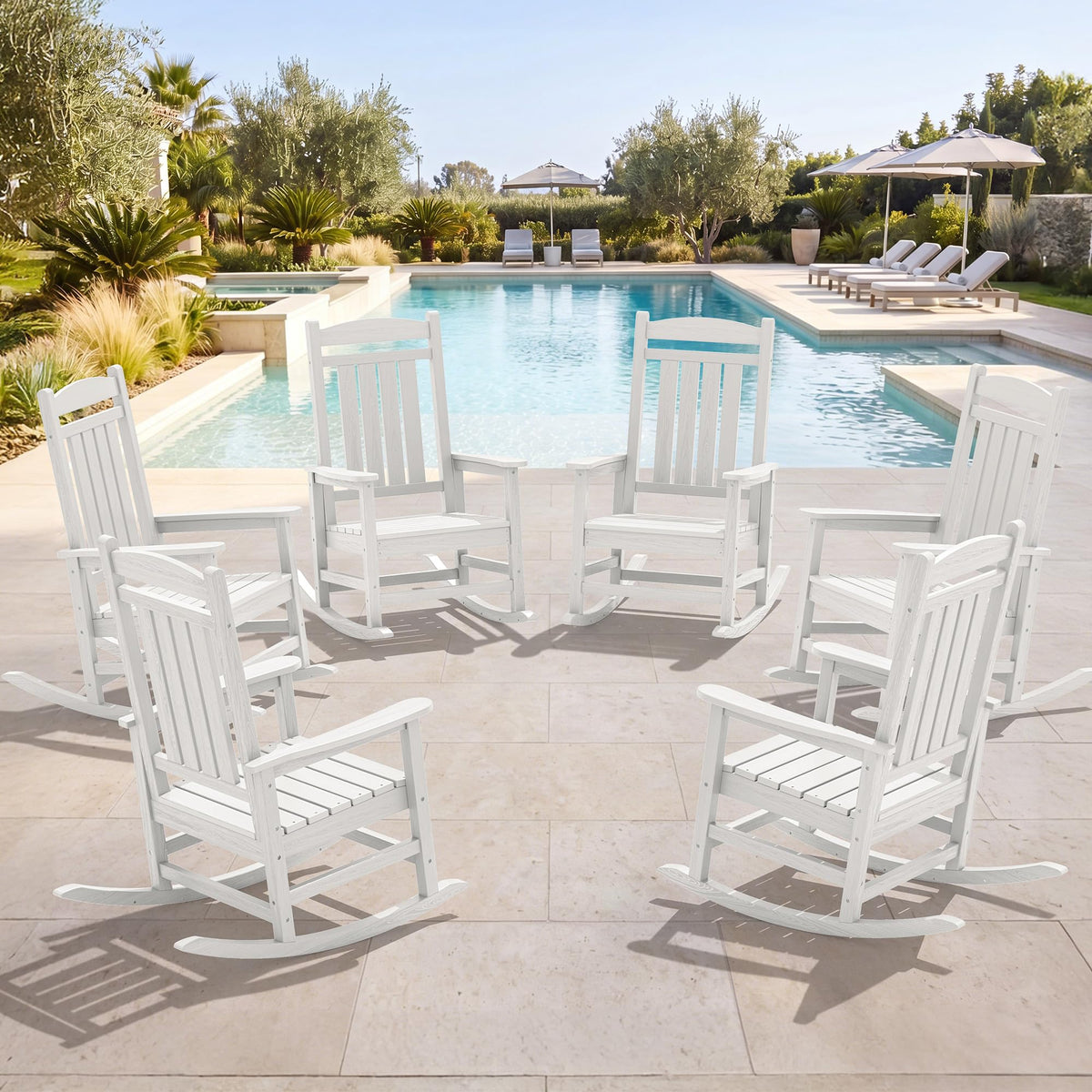 SERWALL Outdoor Rocking Chair Set of 2, Patio Rocking Chair, Brown