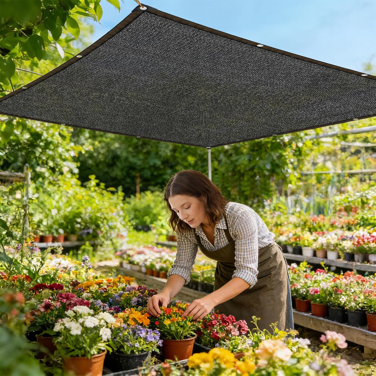 Shade-Cloth 85-90% for Garden Plants 7x7 FT, Black Sun-Block Shade Cover Mesh Tarp with Grommets Sun Shade Canopy for Outdoor Pergola Patio Flower Lawn Kennel Chicken Coop