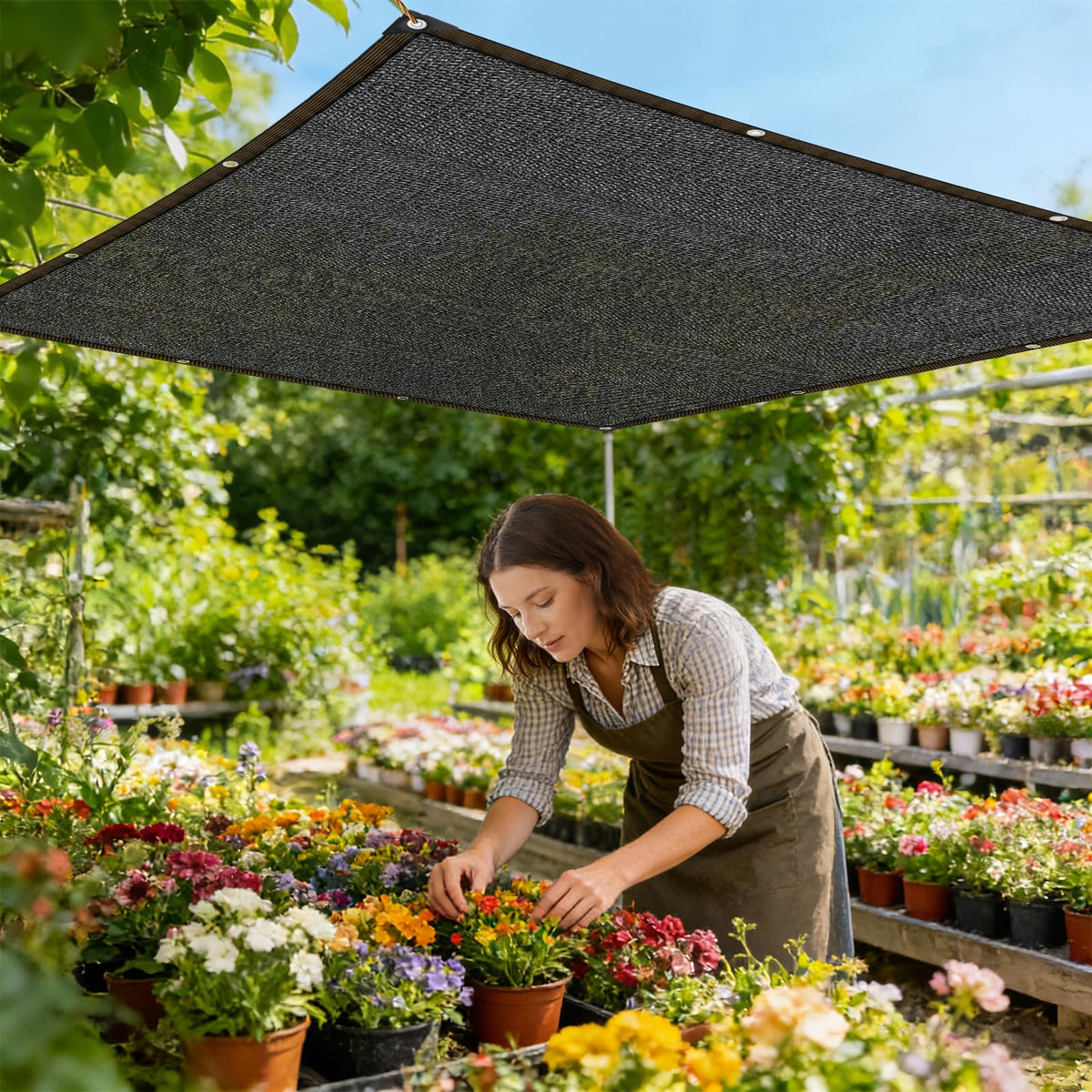 Shade-Cloth 85-90% for Garden Plants 7x7 FT, Black Sun-Block Shade Cover Mesh Tarp with Grommets Sun Shade Canopy for Outdoor Pergola Patio Flower Lawn Kennel Chicken Coop