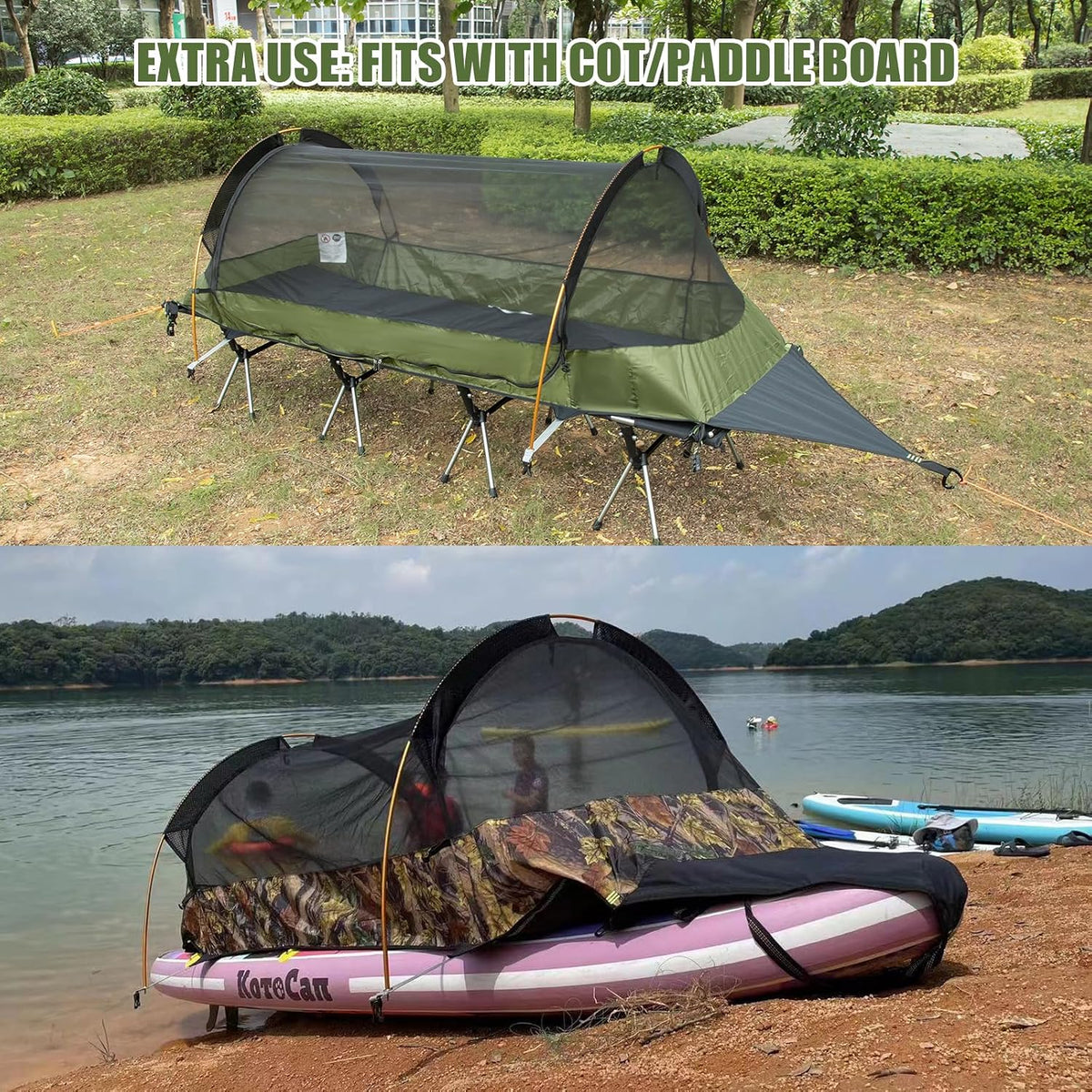 Night Cat Flat Lay Hammock Tent with Mosquito Net Waterproof Rainfly for 1 Person Backpacking Hiking Camping Lightweight 330LBS 87x28x19in