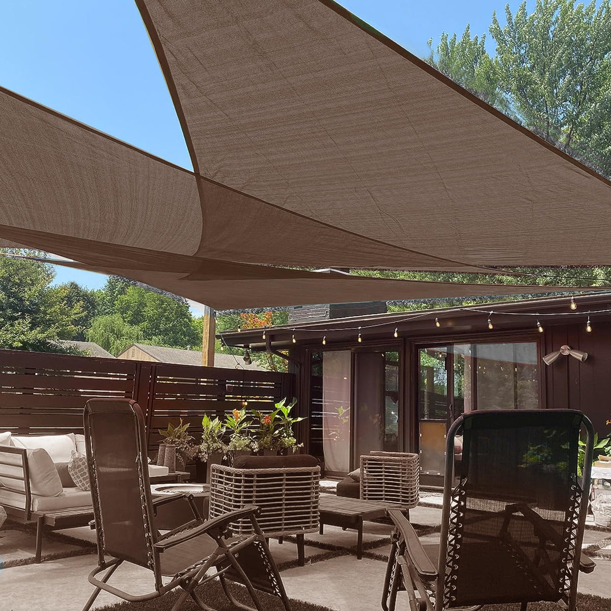 LOVE STORY 16' x 16' x 16' Triangle Sun Shade Sail for Patio, Terra Red