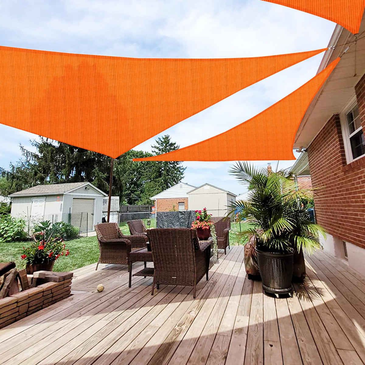 Patio Paradise 20' x 20' x 20' Sun Shade Sail Triangle Canopy Shade Cloth Fabric Sunlight Block Patio Pergola Cover HDPE Deck Awning for Outdoor Backyard Roof Shading, Blue