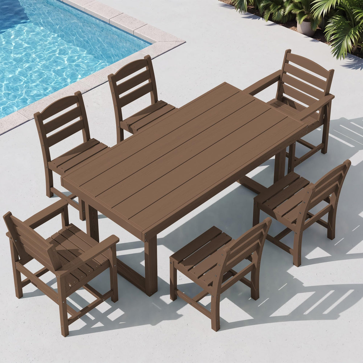 SERWALL HDPE Outdoor Dining Set for 4, 67'' Patio Table and Chairs Set