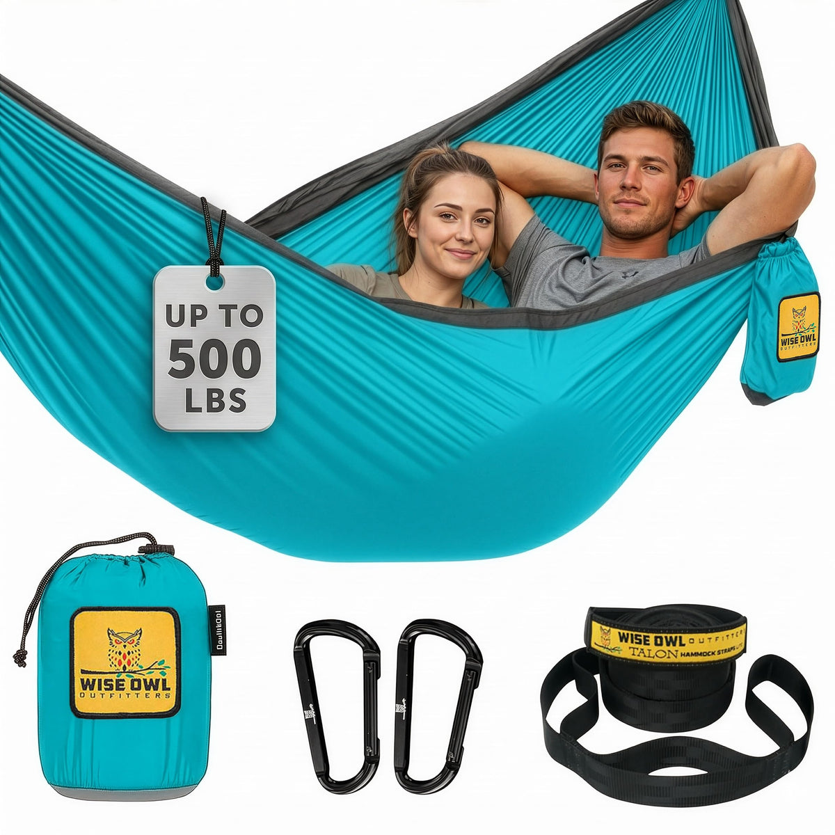 Wise Owl Outfitters Camping Hammock – up to 500lbs Portable Hammock with Tree Straps - Travel, Backpacking, Hiking, Outdoors Camping Gear - Single or Double