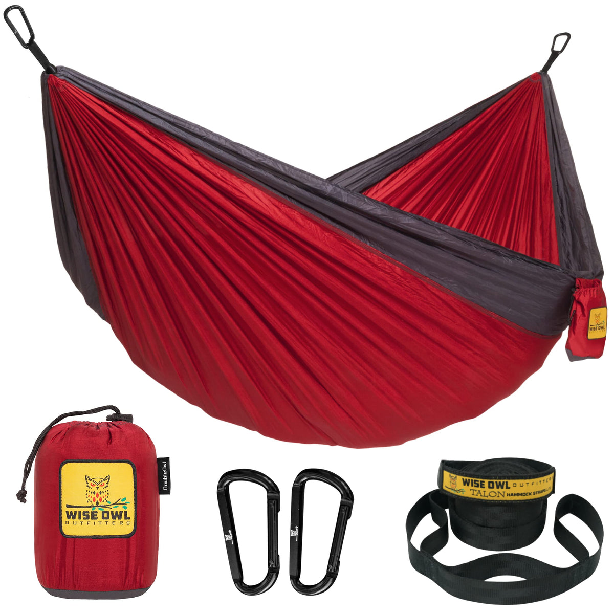 Wise Owl Outfitters Camping Hammock – up to 500lbs Portable Hammock with Tree Straps - Travel, Backpacking, Hiking, Outdoors Camping Gear - Single or Double