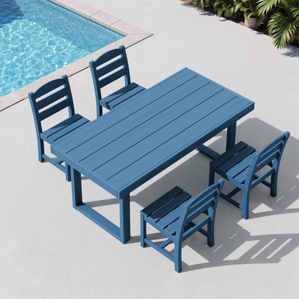 SERWALL HDPE Outdoor Dining Set for 4, 67'' Patio Table and Chairs Set