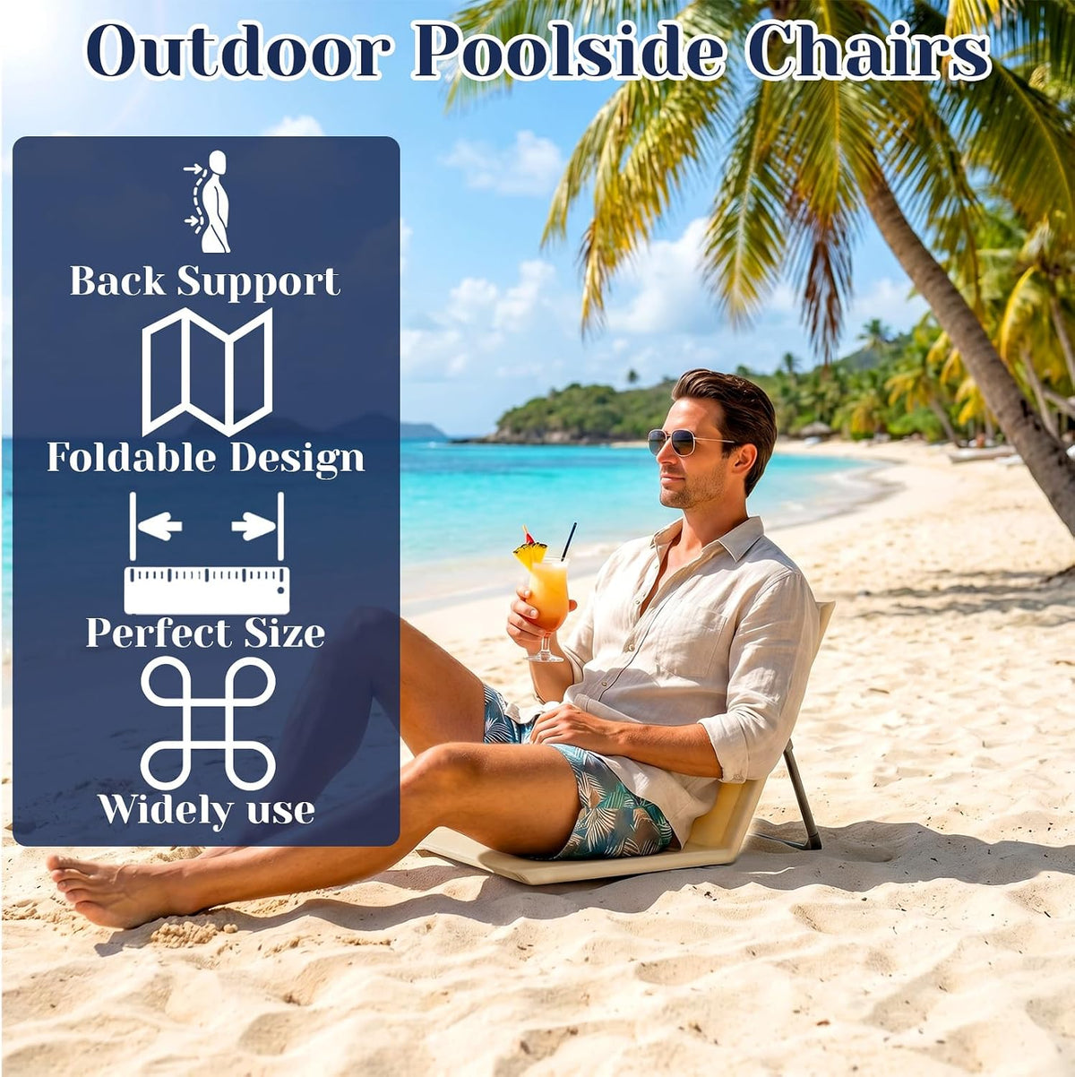 2 Pack Foldable Poolside Chairs