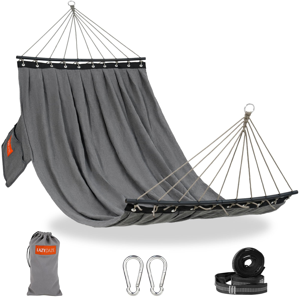 Lazy Daze Camping Hammock, Double Outdoor Hammock with Curved Spreader Bar