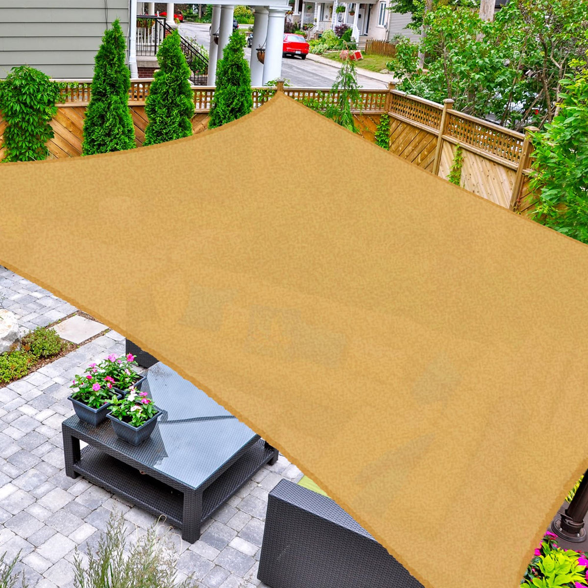 AsterOutdoor Sun Shade Sail Rectangle 16' x 20' UV Block Canopy for Patio Backyard Lawn Garden Outdoor Activities, Cream