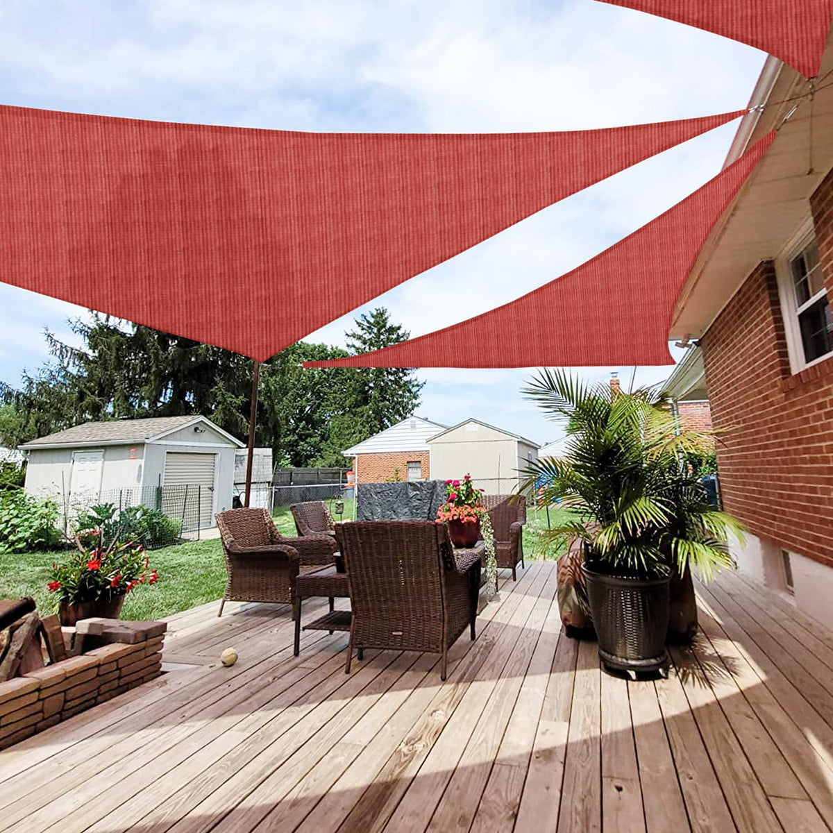 Patio Paradise 20' x 20' x 20' Sun Shade Sail Triangle Canopy Shade Cloth Fabric Sunlight Block Patio Pergola Cover HDPE Deck Awning for Outdoor Backyard Roof Shading, Blue