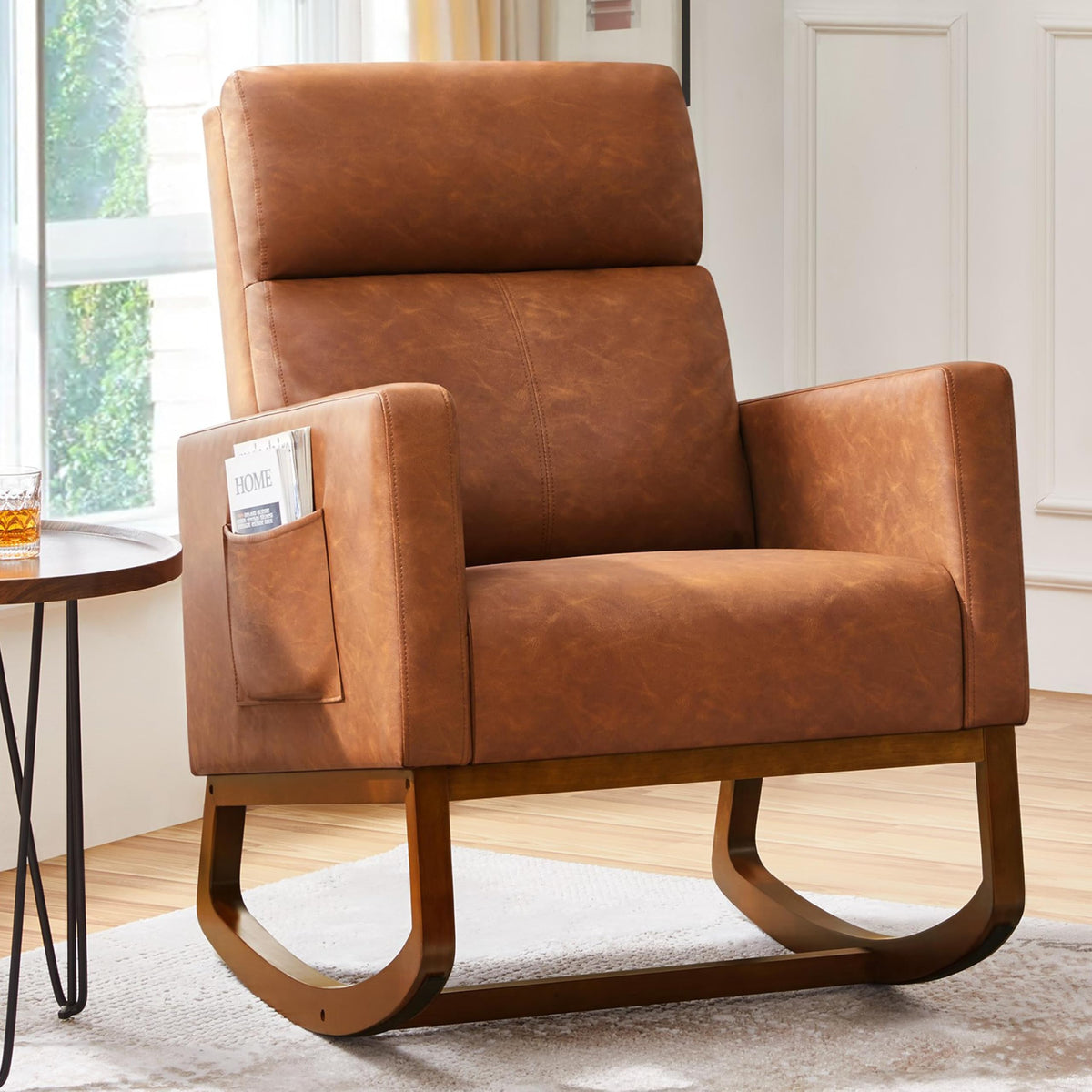 Yaheetech 28in Wide Padded High Back Nursery Rocking Chair, Ivory Boucle