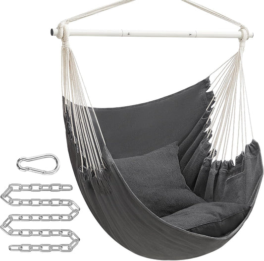 SONGMICS Hammock Chair, Load Capacity 330.7 lb, with 2 Cushions and Pockets