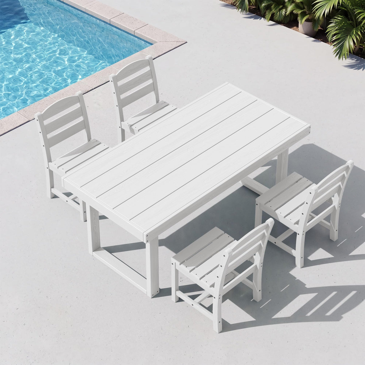 SERWALL HDPE Outdoor Dining Set for 4, 67'' Patio Table and Chairs Set