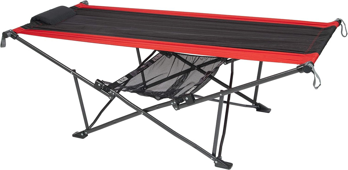 MacSports Collapsible Portable Folding Hammock with Removable Canopy - Includes Pillow and Mesh Storage Net, Freestanding, Heavy Duty, Outdoor Hammock (Teal)
