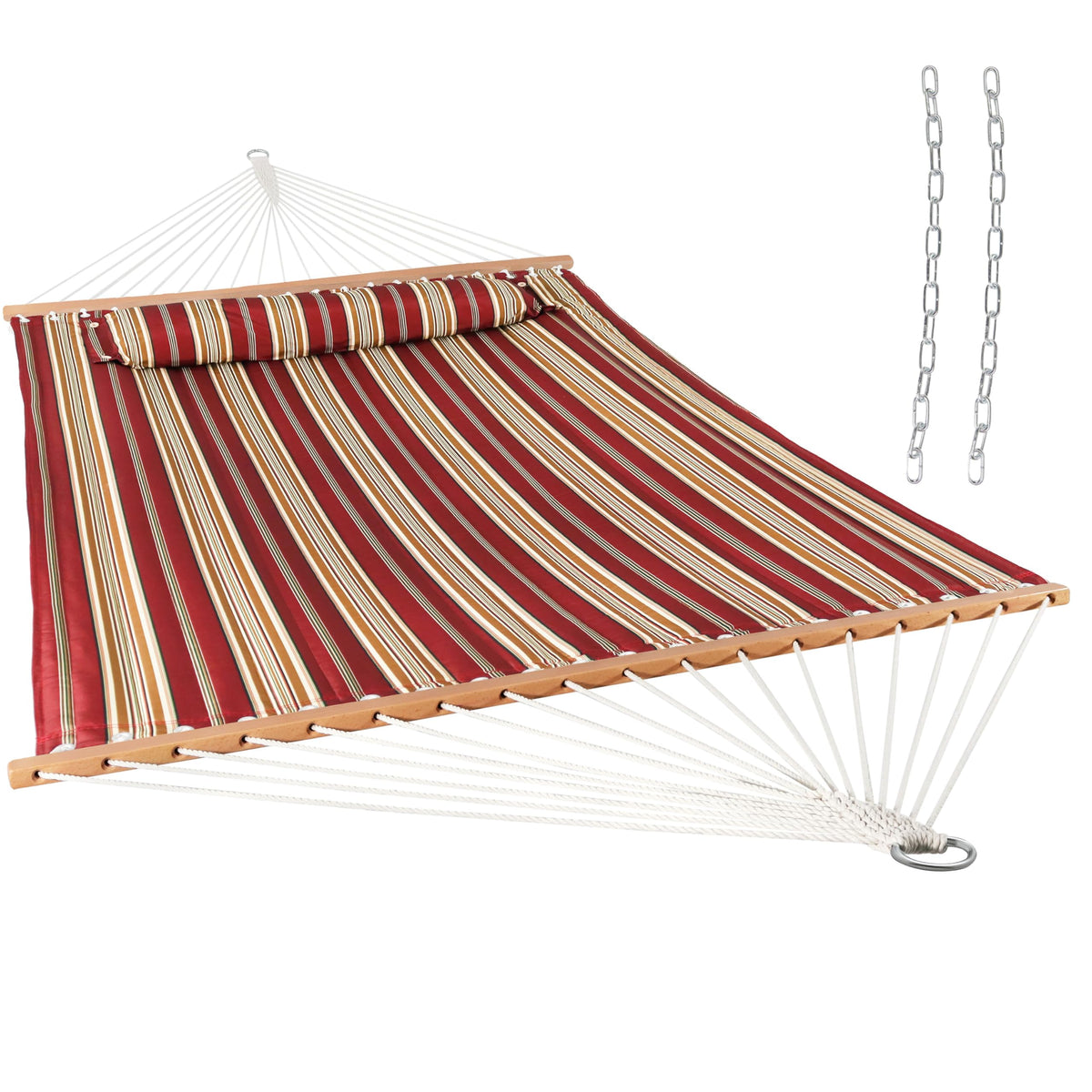 Sunnydaze Quilted Double Hammock for Outside with Pillow, Catalina Beach
