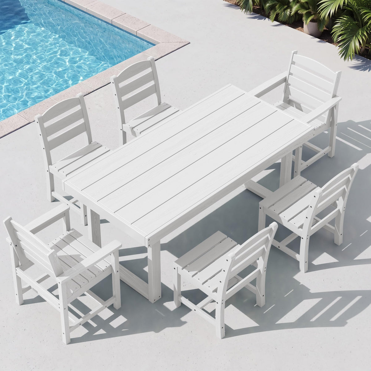 SERWALL HDPE Outdoor Dining Set for 4, 67'' Patio Table and Chairs Set