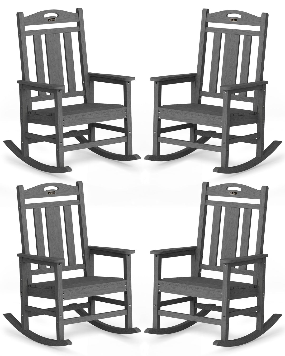 Ciokea Oversized Outdoor Rocking Chair, 380lbs Heavy-Duty Large Patio Rocker, Weather Resistant & Anti-Fade Porch Chair, High Back Cozy Rocking Chair for Outside, Fire Pit, Deck, Garden, Black