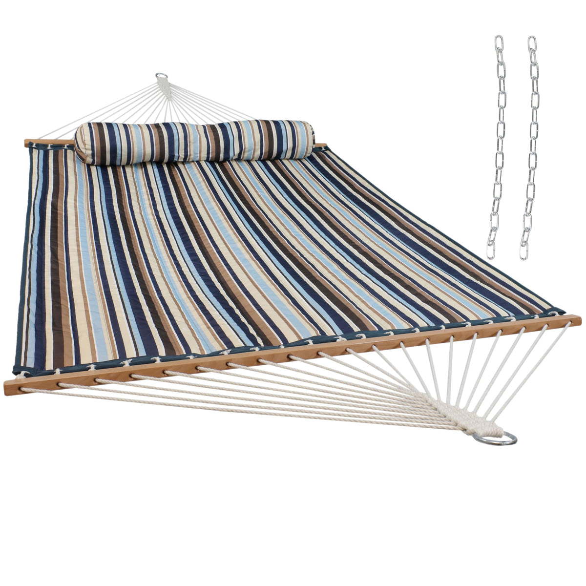 Sunnydaze Quilted Double Hammock for Outside with Pillow, Catalina Beach