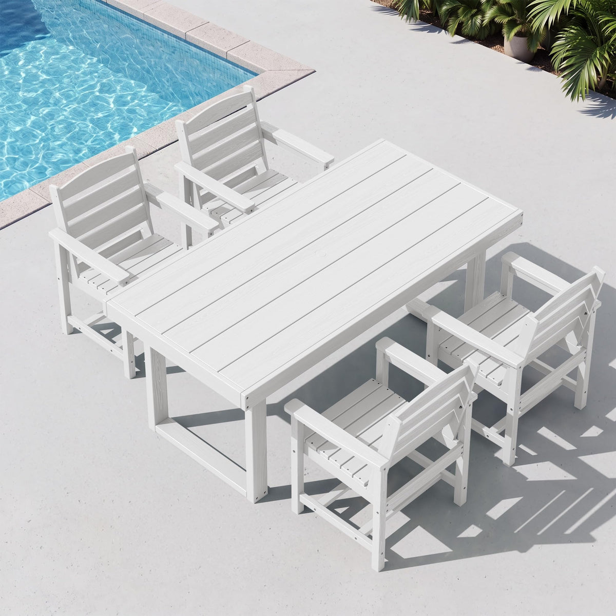 SERWALL HDPE Outdoor Dining Set for 4, 67'' Patio Table and Chairs Set