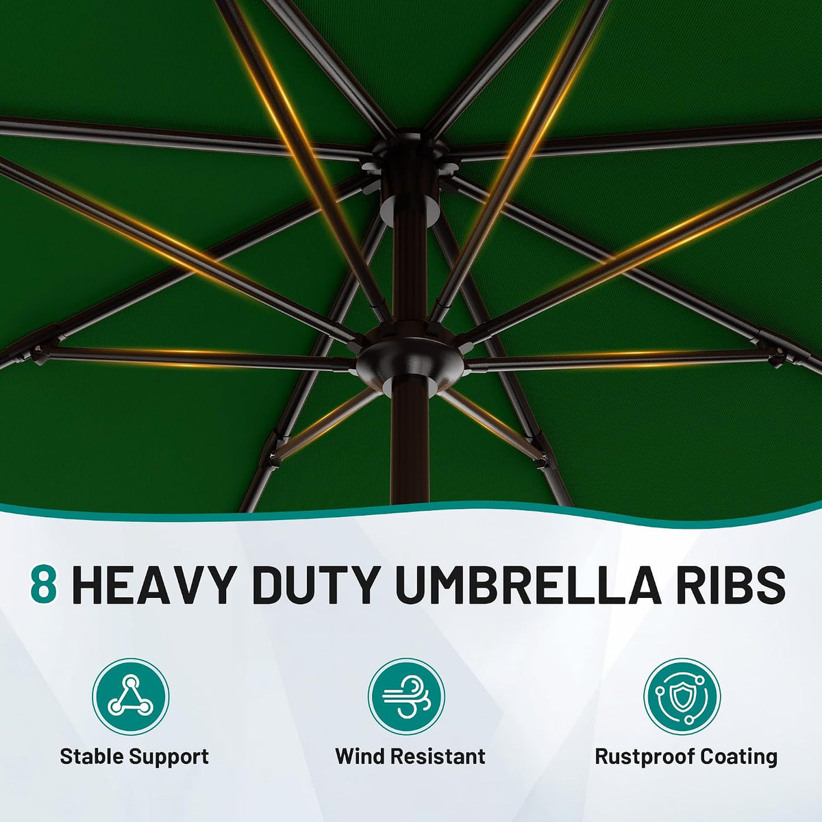 AreShark 9FT Outdoor Patio Umbrella with Tilt and Crank, Dark Green