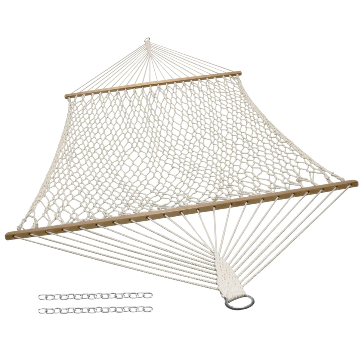 Sunnydaze Double Cotton Rope Hammock for Outside, Backyard, Patio, Natural