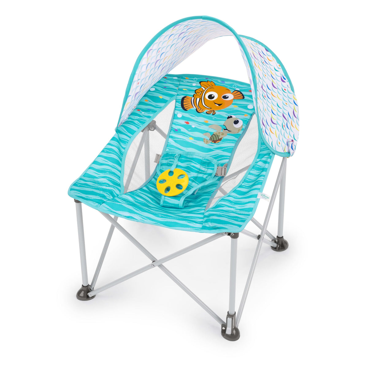 Bright Starts Pop 'N Chill Baby Chair, Portable Travel Seat, UPF 50+ Canopy