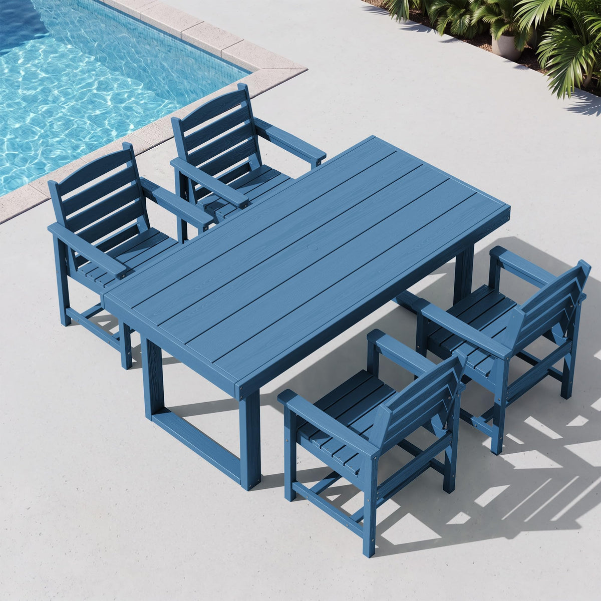 SERWALL HDPE Outdoor Dining Set for 4, 67'' Patio Table and Chairs Set