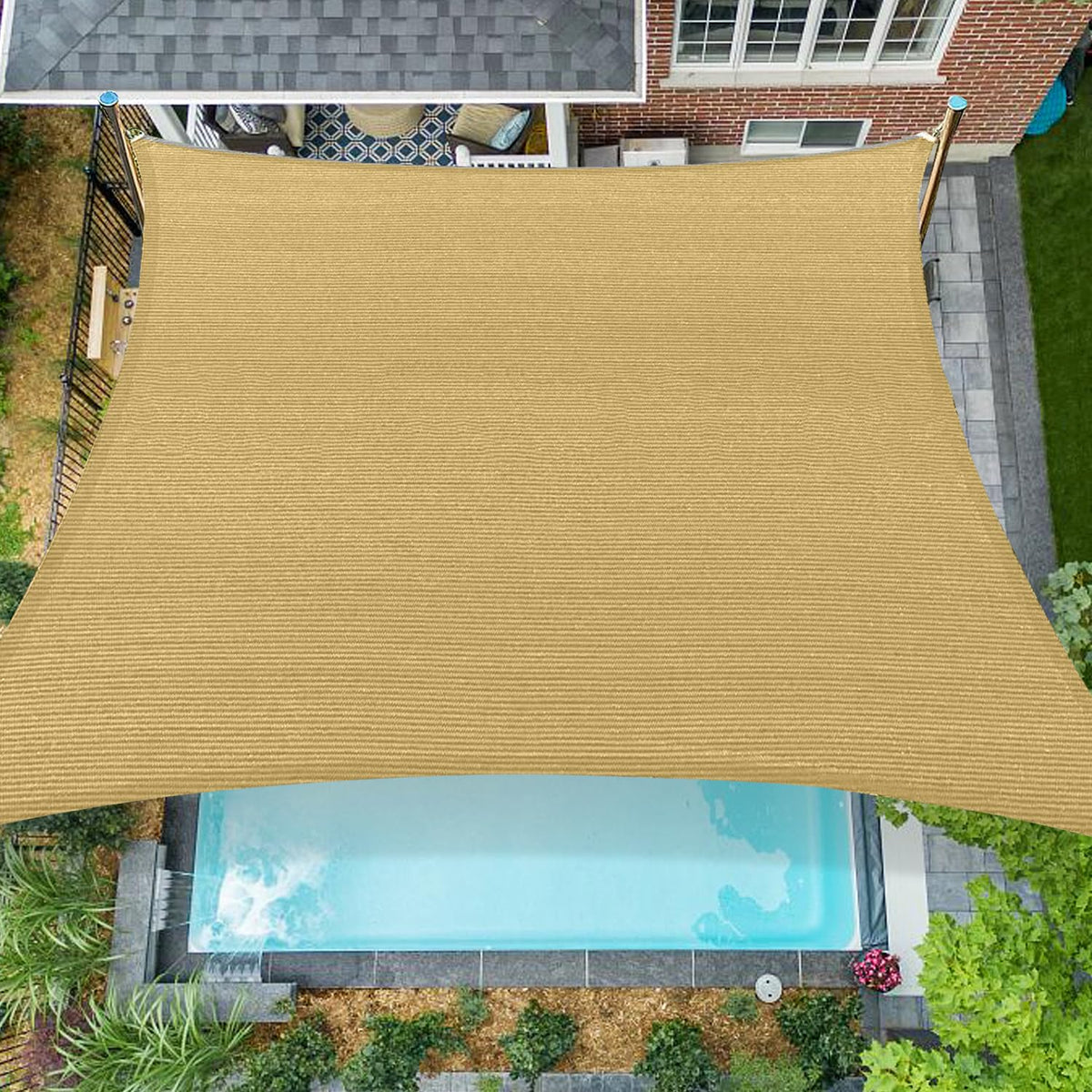 16'x20' Sun Shade Sail Rectangle Outdoor UV Block Square Canopy Sunshade Cover for Backyard Porch Pergola Deck Garden Patio, Turquoise