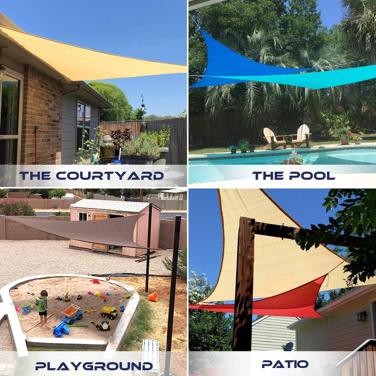 Windscreen4less 12' x 12' x 12' Sun Shade Sail Triangle Outdoor Canopy Cover UV Block for Backyard Porch Pergola Deck Garden Patio (Blue)