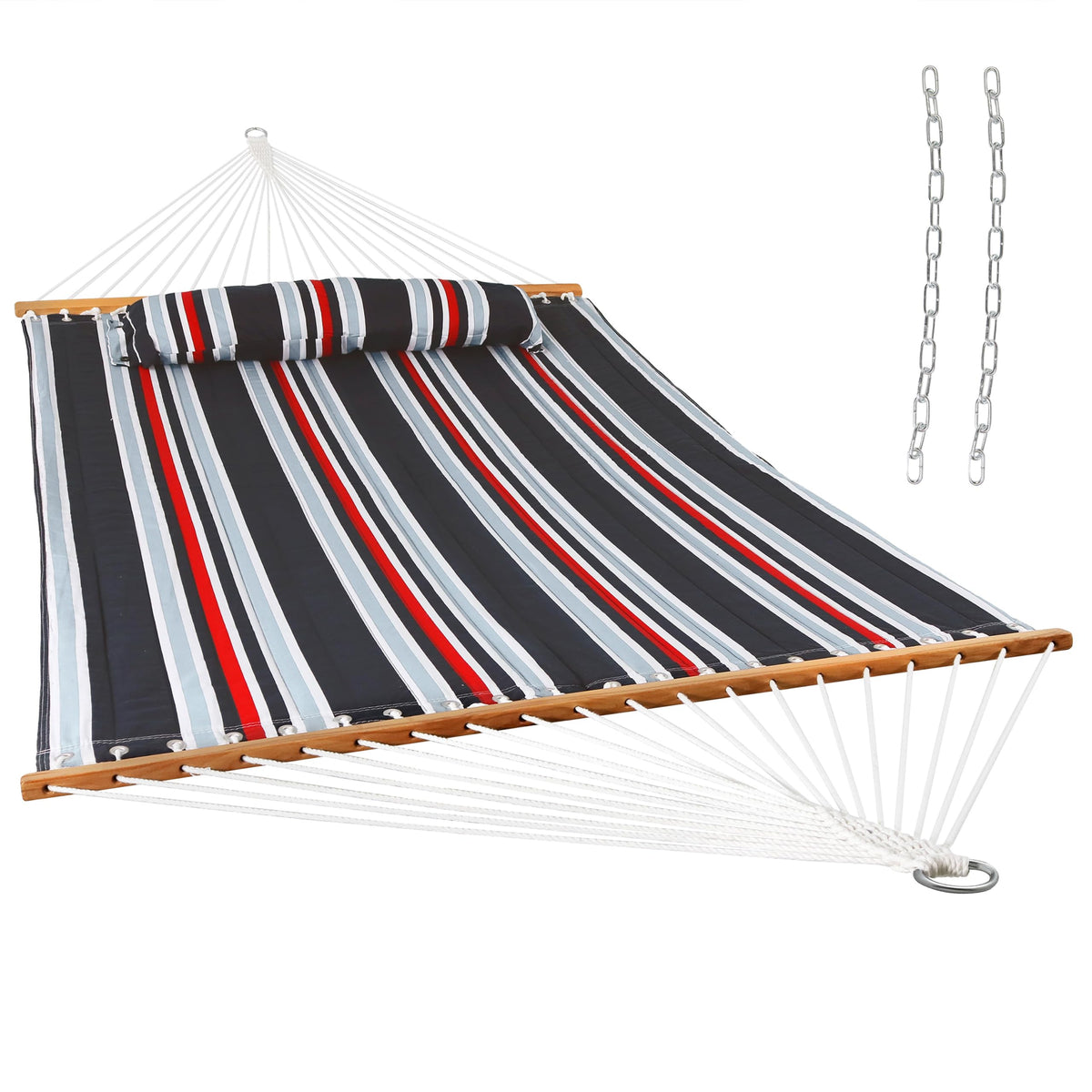 Sunnydaze Quilted Double Hammock for Outside with Pillow, Catalina Beach