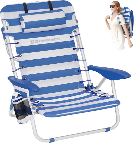 SONGMICS Portable Backpack Beach Chair, 4 Angles Adjustable Backrest