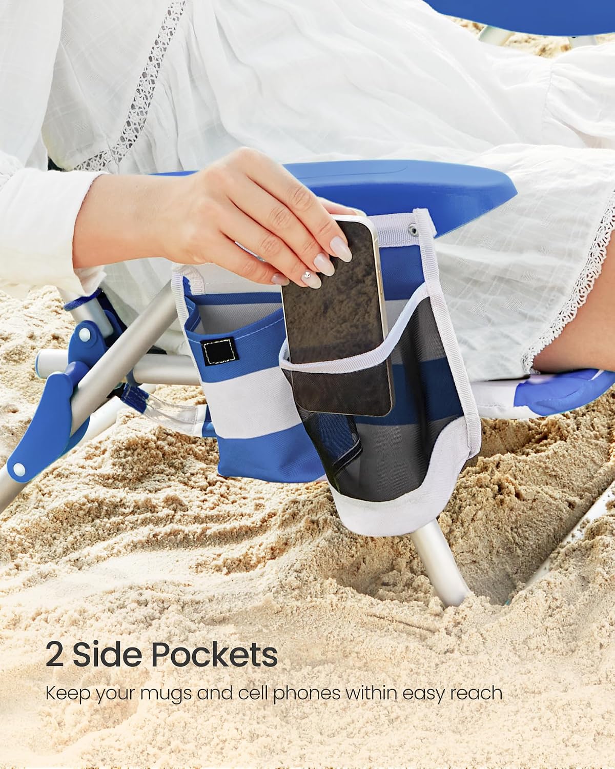 SONGMICS Portable Backpack Beach Chair, 4 Angles Adjustable Backrest