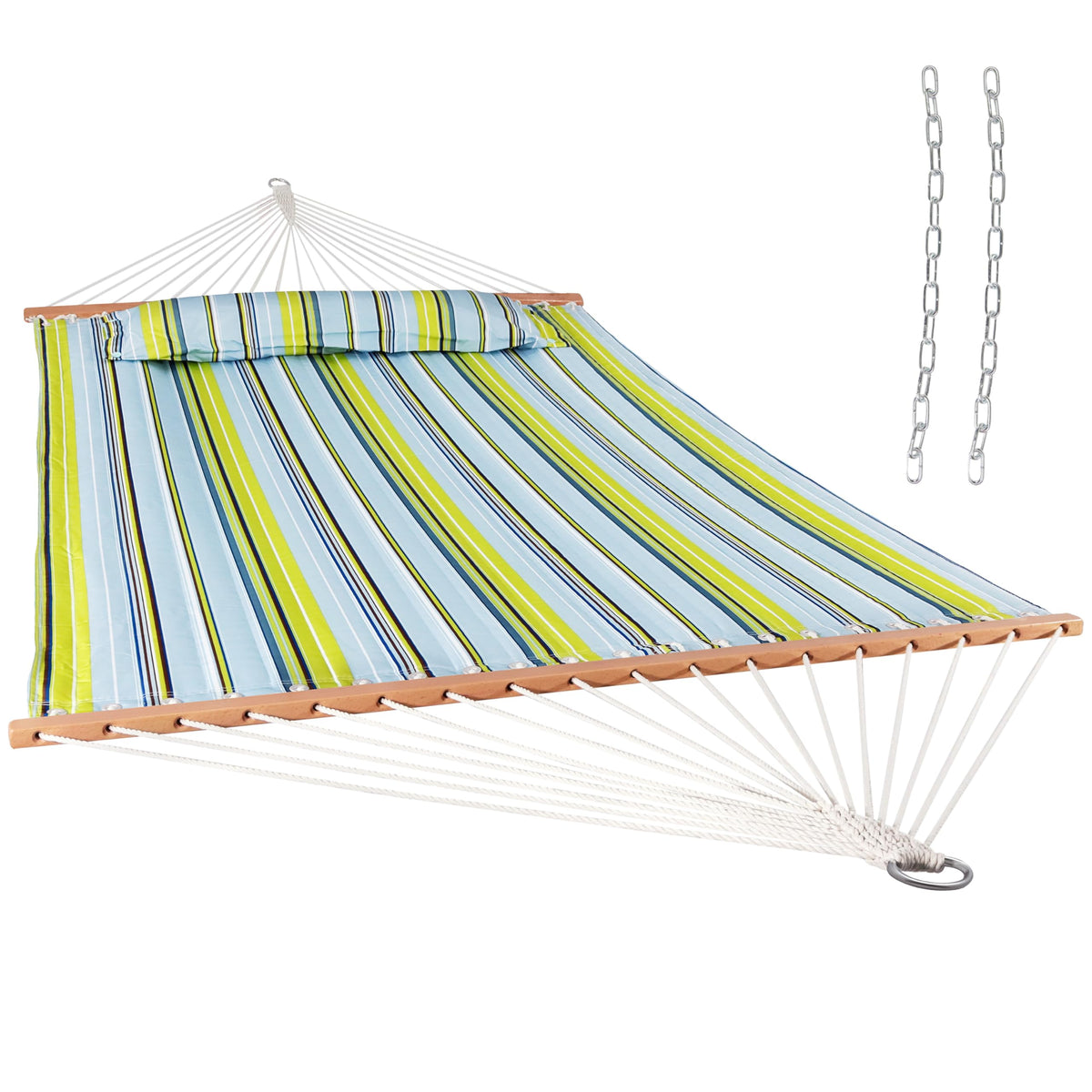 Sunnydaze Quilted Double Hammock for Outside with Pillow, Catalina Beach