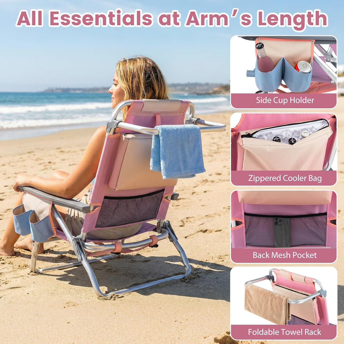 GYMAX Beach Chairs, Backpack Camping Chair