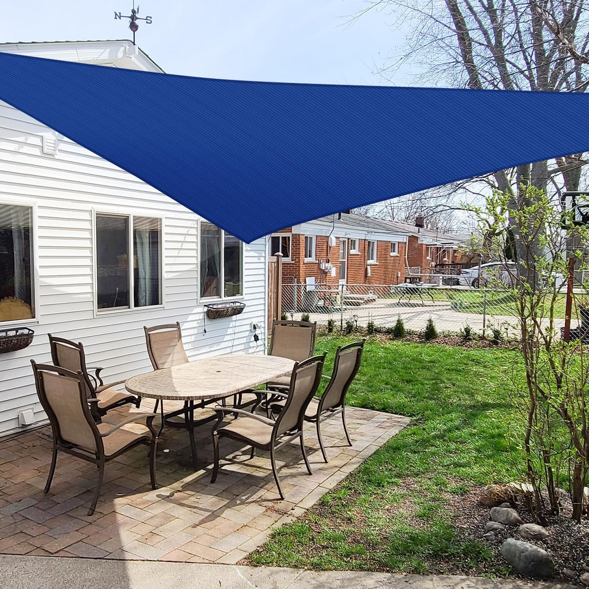 Windscreen4less 12' x 12' x 12' Sun Shade Sail Triangle Outdoor Canopy Cover UV Block for Backyard Porch Pergola Deck Garden Patio (Blue)