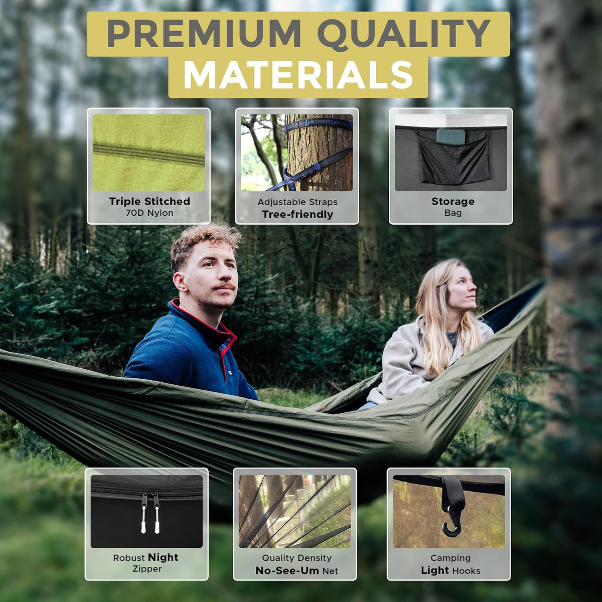 Miztli Camping Hammock Portable Tent-Like Hammock with Net 1/2 Person