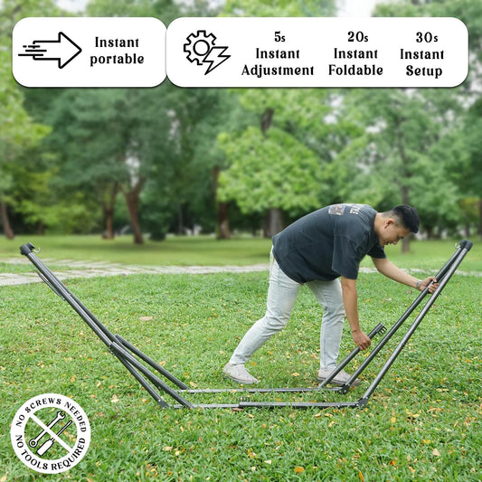 Tranquillo Hammock Stand, Instant 30s Foldable Hammock with Stand, Black
