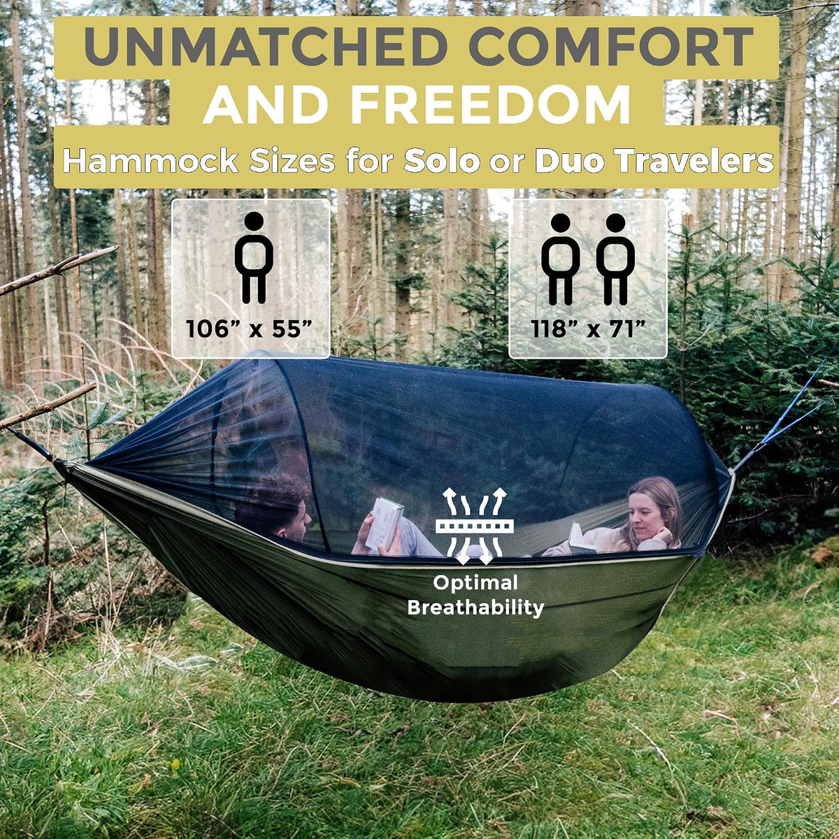 Miztli Camping Hammock Portable Tent-Like Hammock with Net 1/2 Person