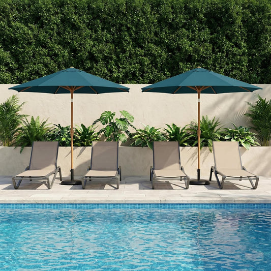 9ft Outdoor Patio Umbrella, Market Table Umbrella with Crank and Easy Push Button Tilt, Wood Grain Frame, UPF 50+ for Pool, Garden, Deck, Backyard