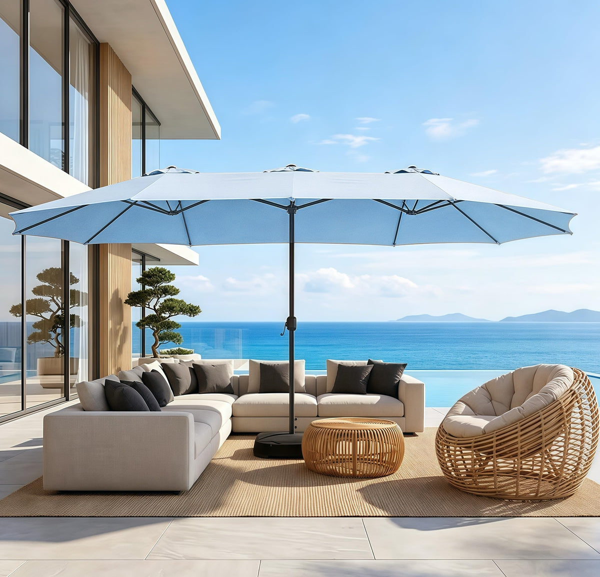15ft Large Outdoor Patio Umbrella with Base Included