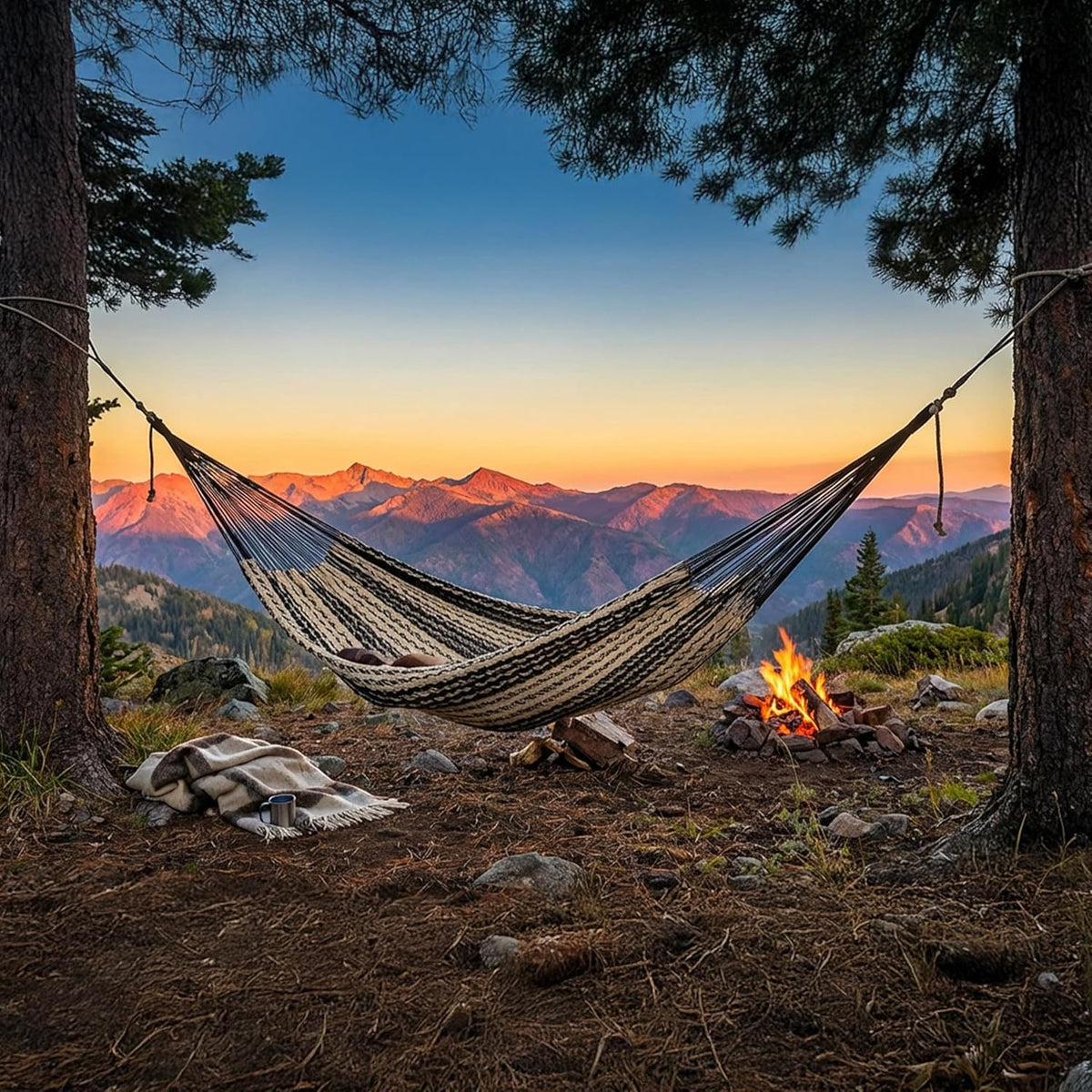 Sunnydaze Mayan XXL Double Heavy-Duty Hammock, Black/Natural