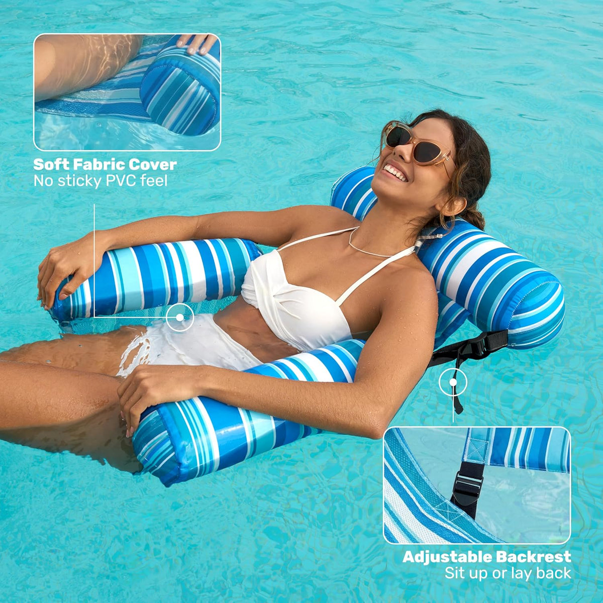 SLOOSH Inflatable Pool Floats Adult,2 Packs Floating Lounge Chairs,Blow up Pool Noodles for Adult Heavy Duty,Floating Chair for Party Summer Water Beach Lake Fun