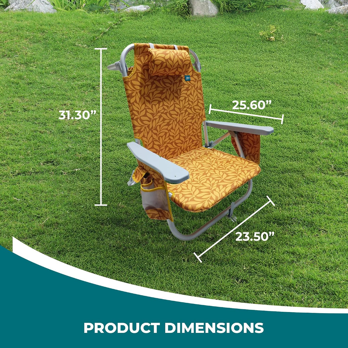 Bliss Hammocks Folding Backpack Beach Chair Recliner, Amber Leaf