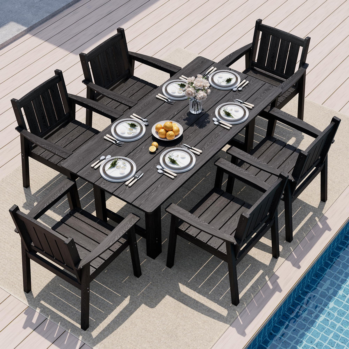 Pamapic Patio Dining Table Set, 5-Piece Outdoor Dining Set for 4, Grey