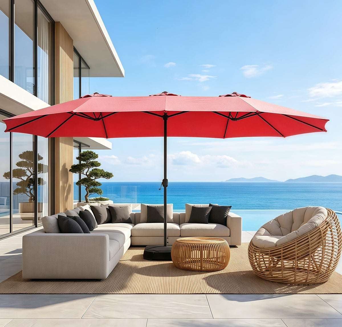 15ft Large Outdoor Patio Umbrella with Base Included